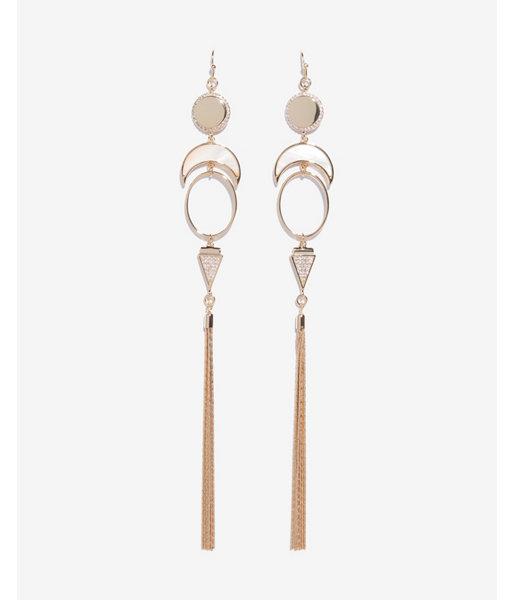 Express Womens Shell Moon Tassel Earrings