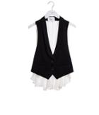 Express Womens Express Edition Black And White Shawl Collar Vest