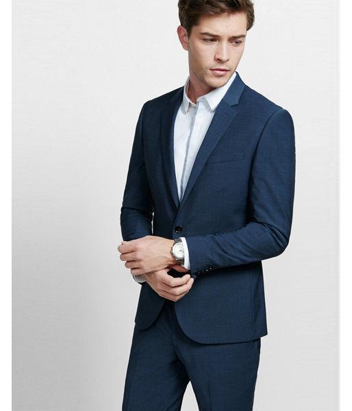 Express Mens Express Mens Skinny Innovator Navy Blue Performance Stretch Wool Blend