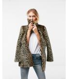 Express Womens Leopard Faux Fur Coat