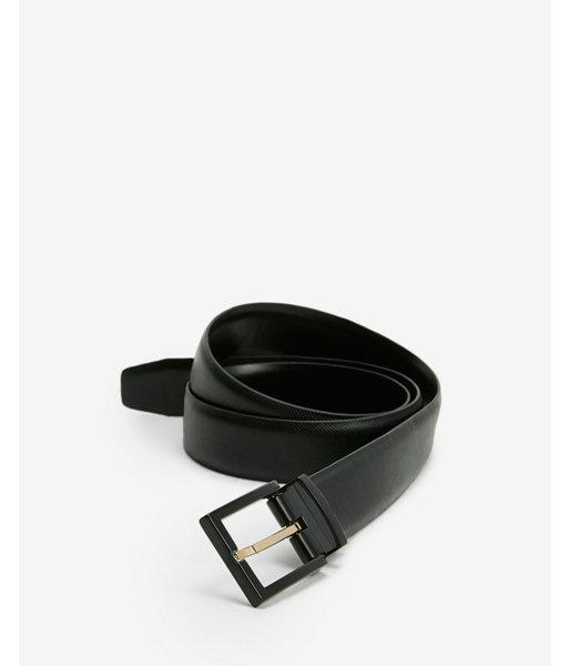Express Mens Reversible Textured Strap Gold Prong Buckle Belt