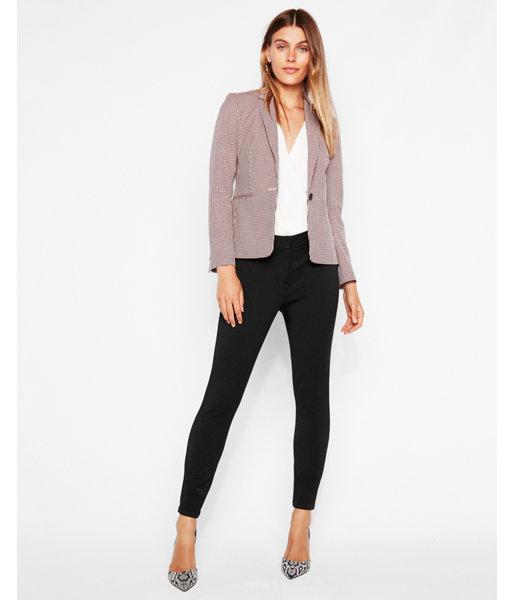 Express Womens Check Print Notch Collar One Button Blazer