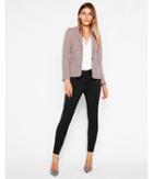 Express Womens Check Print Notch Collar One Button Blazer