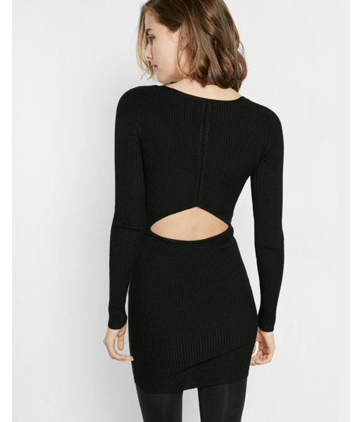 Express Womens Ribbed Cut-out Back  Dress