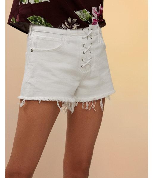 Express Womens Mid Rise Lace-up Cutoff Denim