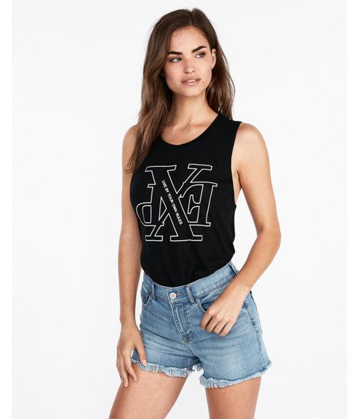 Express Womens Black Live By Your Own Rules Graphic Tank