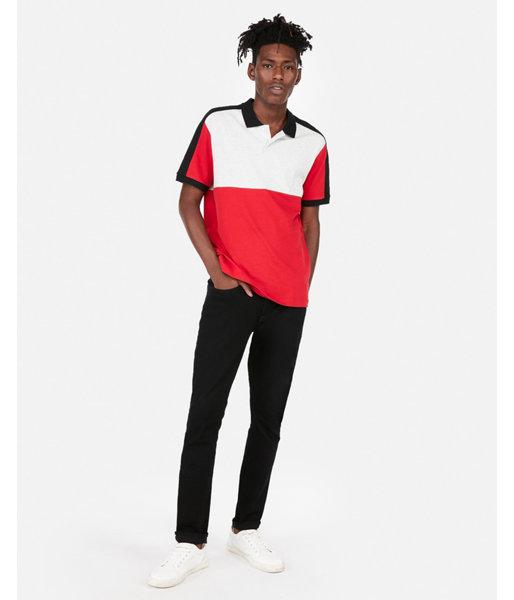 Express Mens Color Block Stretch Pique Polo