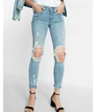 Express Mid Rise Distressed Frayed Ankle Jean