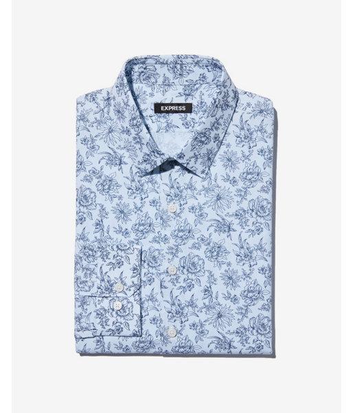 Express Mens Slim Floral Check Dress