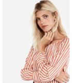 Express Womens Striped Large Button-cuff Blouse