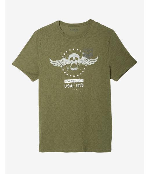 Express Military Skull Crew Neck Graphic Tee
