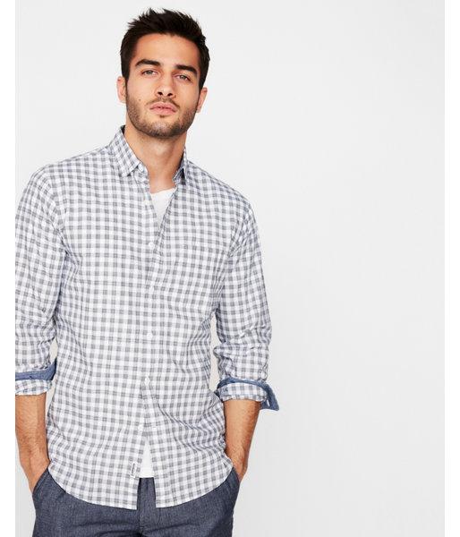 Express Mens Slim Plaid Button-down