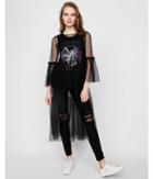 Express Womens Sheer Bell Sleeve Fit And Flare