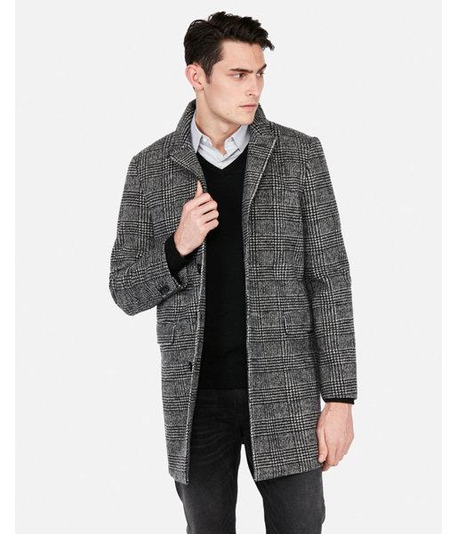 Express Mens Plaid Wool-blend Water-resistant Topcoat