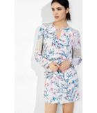 Express Women's Dresses Floral Print Lace Inset Long
