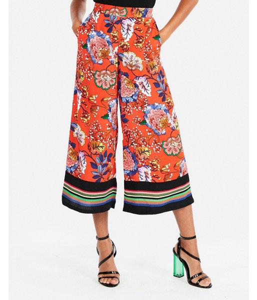 Express Womens Mid Rise Floral Pull-on Cropped Pant