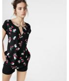 Express Floral Strappy Cross Front Tee
