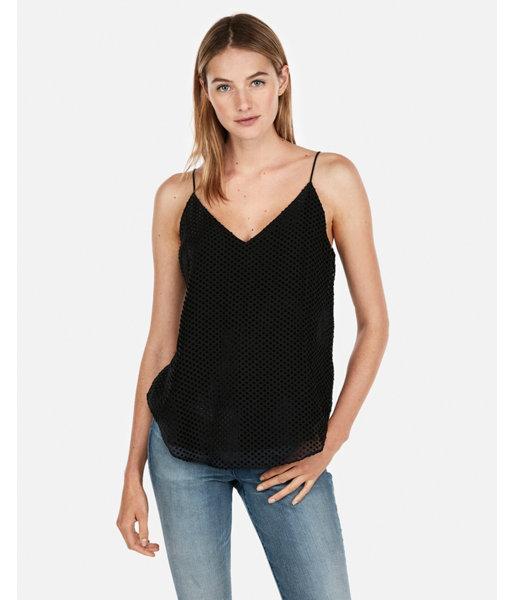 Express Womens Petite Velvet Dot Downtown Cami