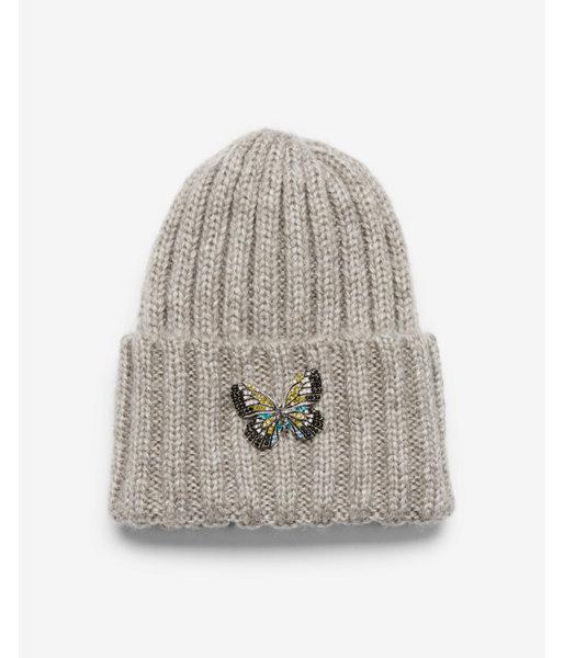 Express Womens Chunky Ribbed Butterfly Beanie
