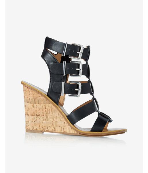 Express Womens Buckle Strap Wedge