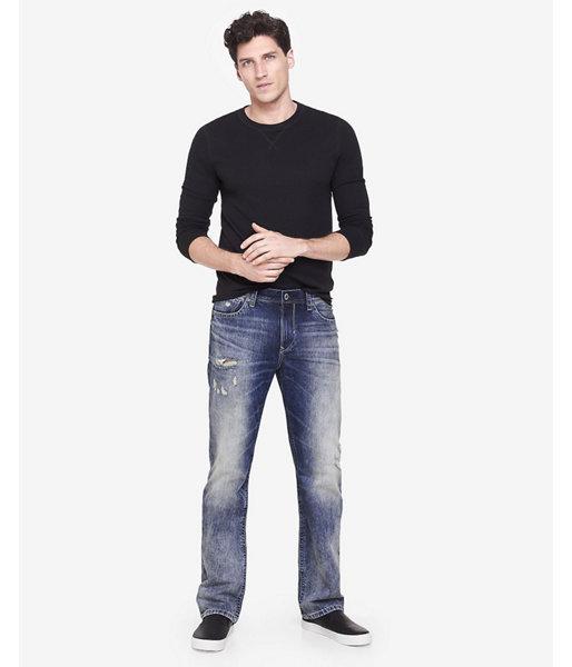 Express Mens Classic Fit Kingston Distressed Boot Cut Jean