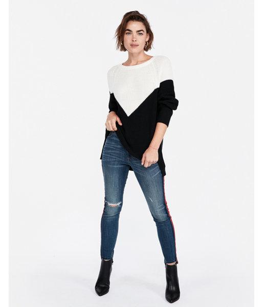 Express Womens Ribbed Oversized Chevron Tunic