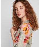 Express Womens Floral Seamed Deep V-neck Blouse