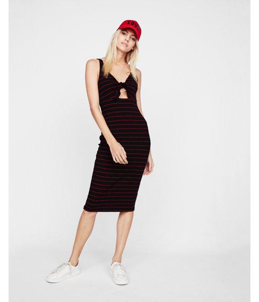 Express Womens Striped Tie Front Ribbed