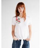 Express Womens Floral Front Knot Crew Neck Tee