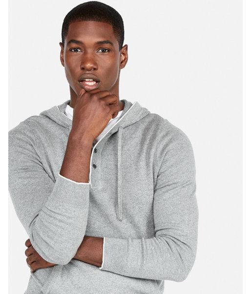 Express Mens Henley Hooded Popover