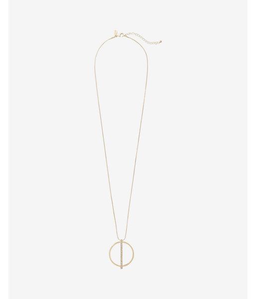 Express Womens Pave Bar And Circle Pendant Necklace