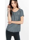 Express Women's Tees Gray Soft Twill Short Sleeve Pocket T-shirt