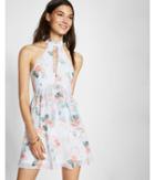 Express Womens Floral Print Tiered Fit And Flare Dress
