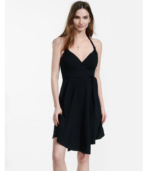 Express Womens Black Tie-neck Halter Wrap Dress