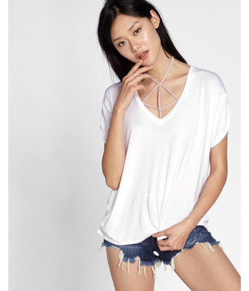 Express Womens Express One Eleven Rolled Sleeve Wedge Tee