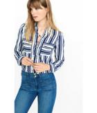 Express Women's Tops Striped Lace-up Convertible