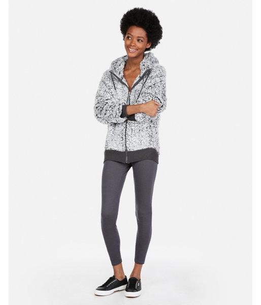 Express Womens Express One Eleven Oversized Sherpa Fleece Hoodie