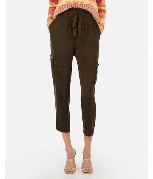 Express Womens High Waisted Satin Paperbag Cargo Joggers