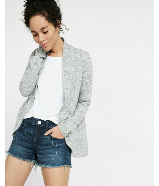 Express Womens Plush Jersey Curved Hem Open Jacket