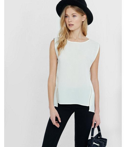 Express Womens Black Side Zip Crew Neck Tank