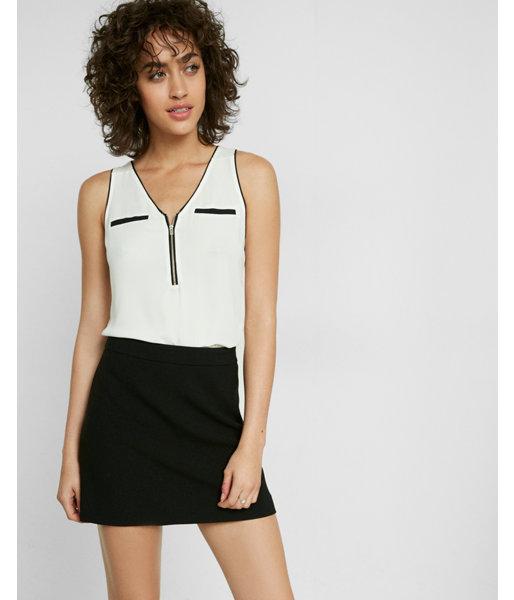 Express Petite Piped Zip Front Tank