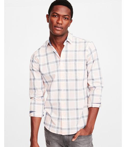 Express Mens Classic Fit Plaid Button-down