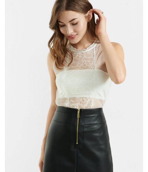 Express Womens Lace Mock Neck Bandeau Tank