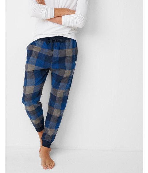 Express Mens Blue Checkered Cotton Jogger Pant