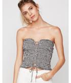Express Womens Express One Eleven Gingham Lace-up Tube Top