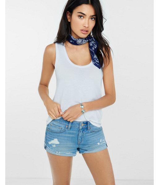 Express Womens Distressed Side Tack Cutoff Denim