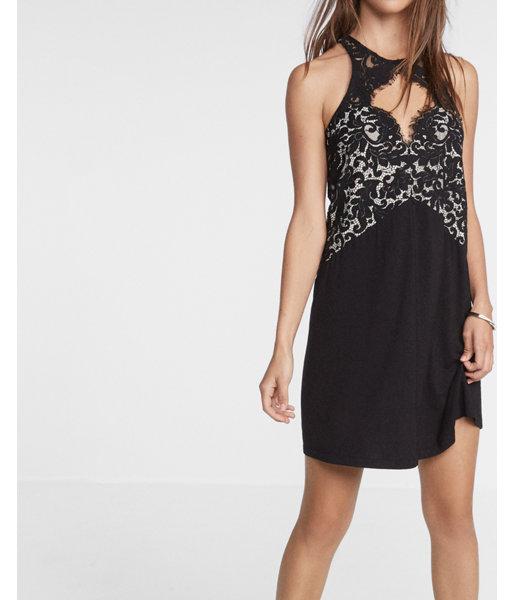 Express Lace Cut-out Trapeze Dress