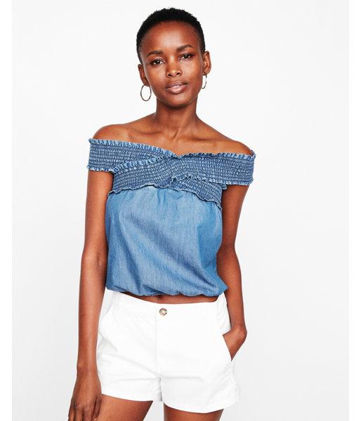 Express Womens Crisscross Denim Top