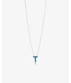 Express Womens Opal Block T Initial Necklace