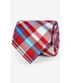 Express Men's Ties Red And Blue Plaid Narrow
